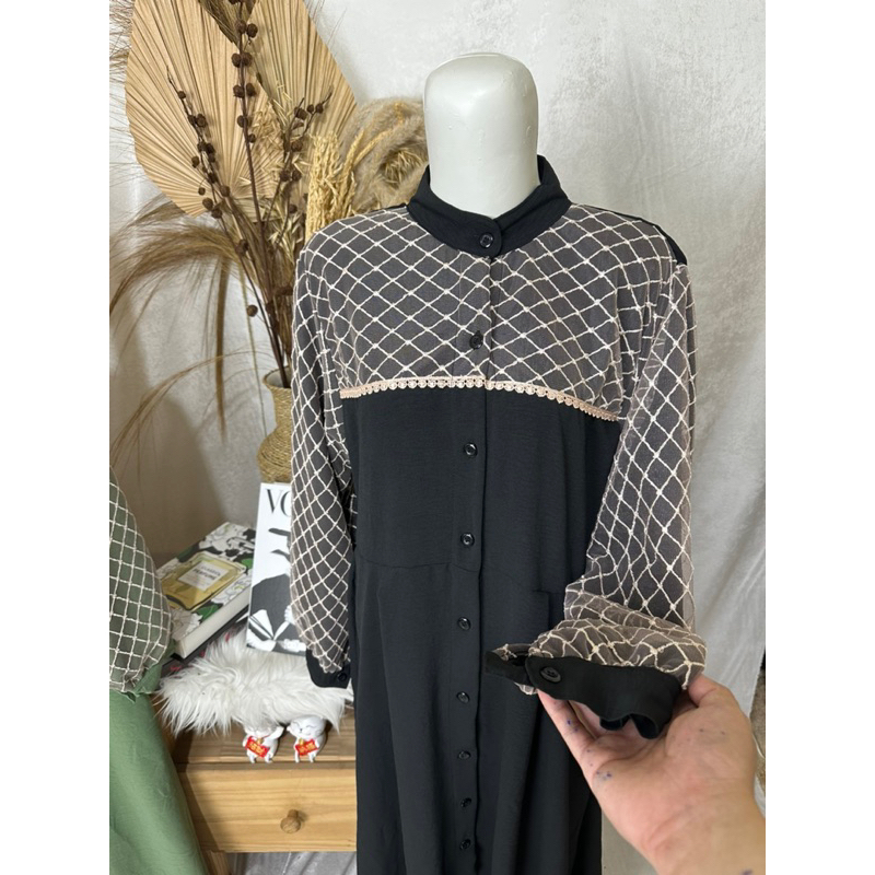 GAMIS BRUKAT LEBARAN TERBARU - AZIZAH CRINKLE PREMIUM RENDA EMAS BORDIR SIMPLE ELEGAN BUSUI BUMIL HI