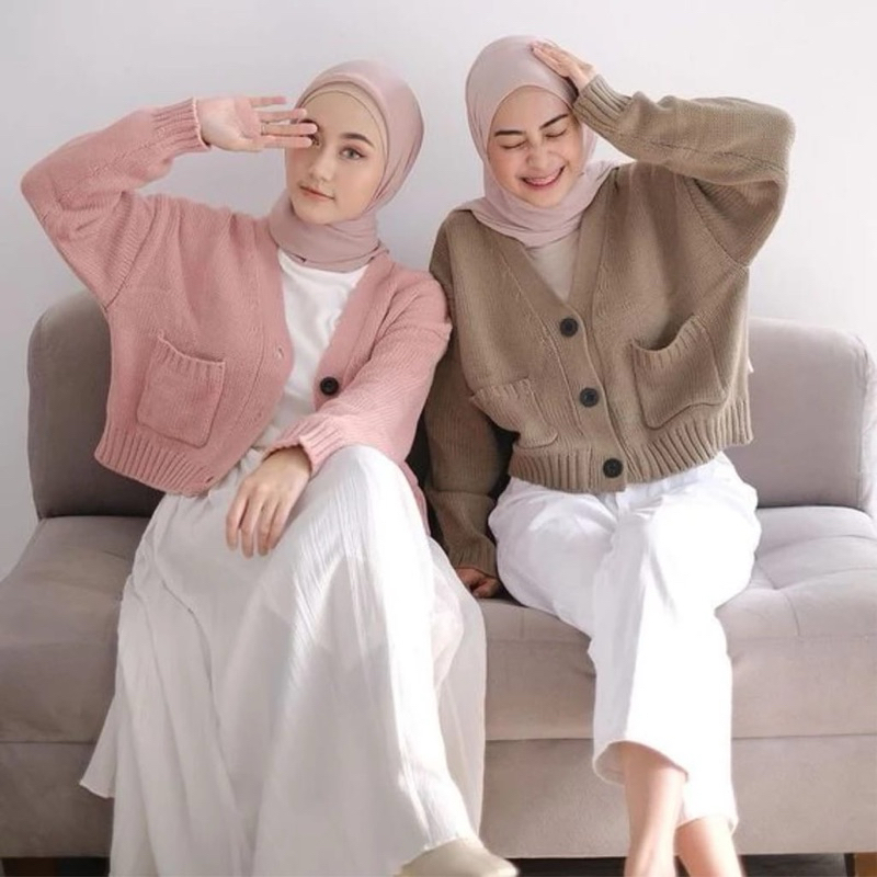Cardigan Rajut / Knit Cardigan Crop / crop top / Premium/ Tebal / lengan panjang