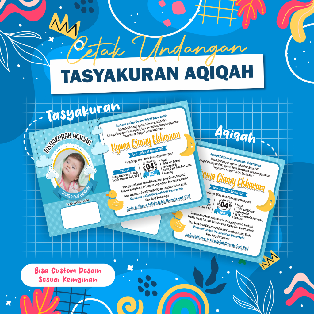 TERLARIS KARTU UNDANGAN/UCAPAN AQIQAH TASYAKURAN ANAK MURAH BERKUALITAS