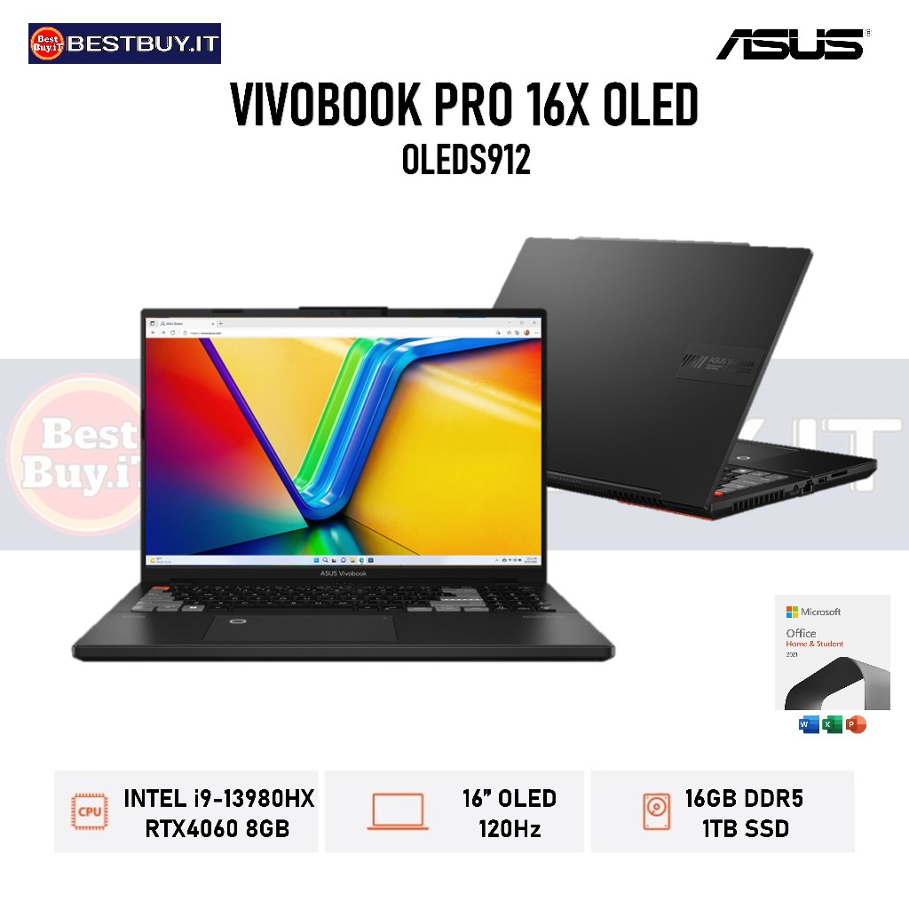 ASUS Vivobook Pro 16X K6604JV OLED912 i9-13980HX 16 1T RTX4060 16" W11