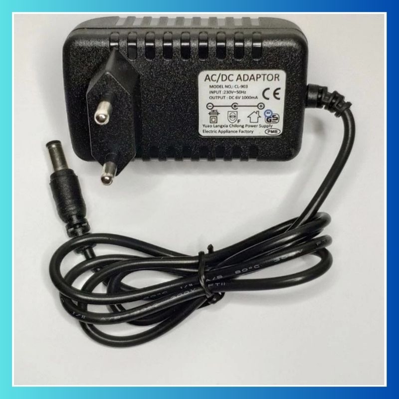 PROMO ADAPTOR CHARGER AC DC 6V 800 mA MOTORAN MOBILAN ANAK 6 VOLT CL 903 CASSAN MOTOR VESPA SCOOPY M