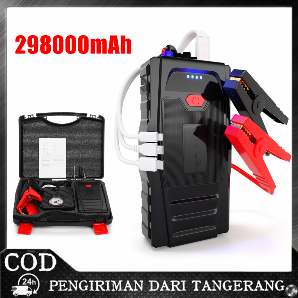 XTITAN 298000mAh 12V Portable Jumper Starter Aki Mobil Kabel & Pompa Ban 1000A Power Bank Jumper Aki
