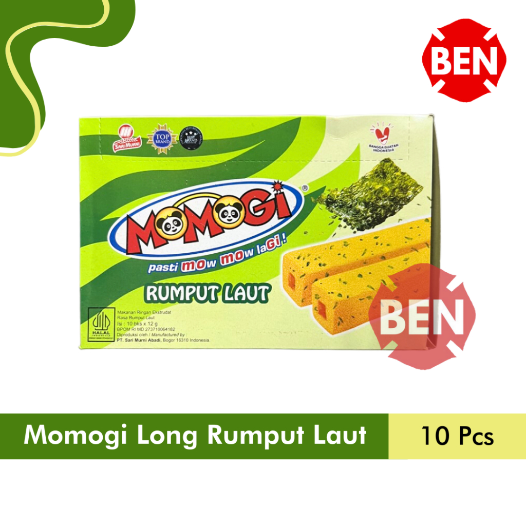 

Momogi Stick RUMPUT LAUT SEAWEED 1 Pak Box isi 10 Pcs Hijau Chiki