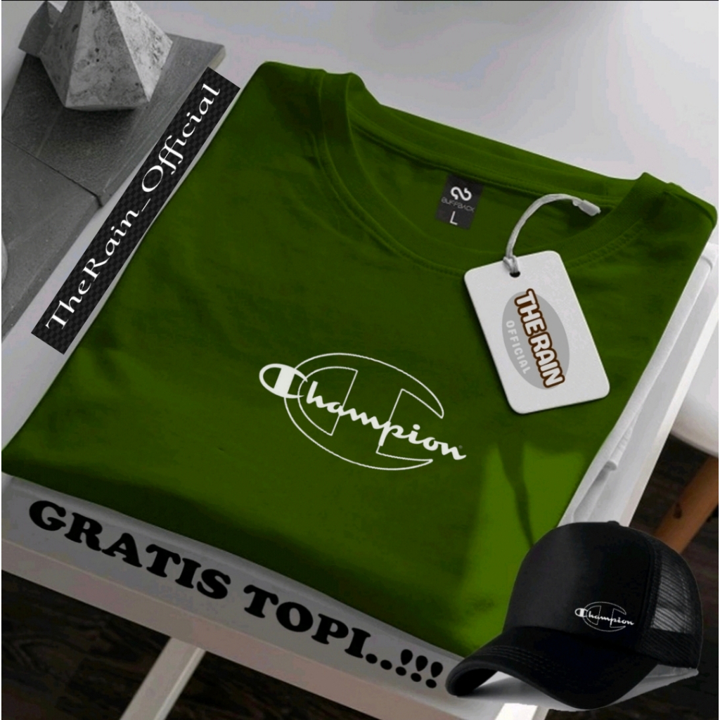 Free Topi,,Bisa Cod Fashion Pria & Wanita Dewasa Kaos Distro Camp Text White Bulat  Kekinian/Baju Pr