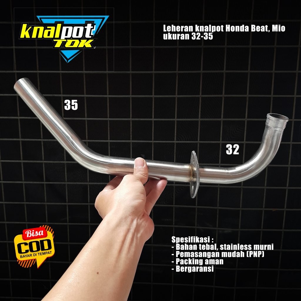 Leheran knalpot 32-35, Beat, Mio, Genio, Scoopy, standar racing Tsukigi, stainless Pnp BENDING