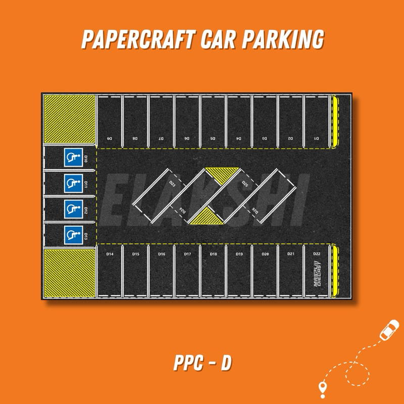 Diorama parkiran papercraft hot wheels 1:64 MODEL D