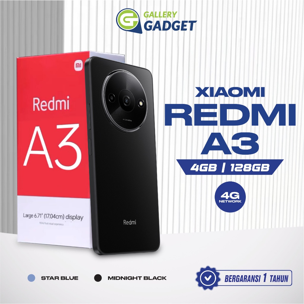 Xiaomi Redmi A3 4/128 GB RAM 4 ROM 128 GB HP Smartphone Garansi Resmi