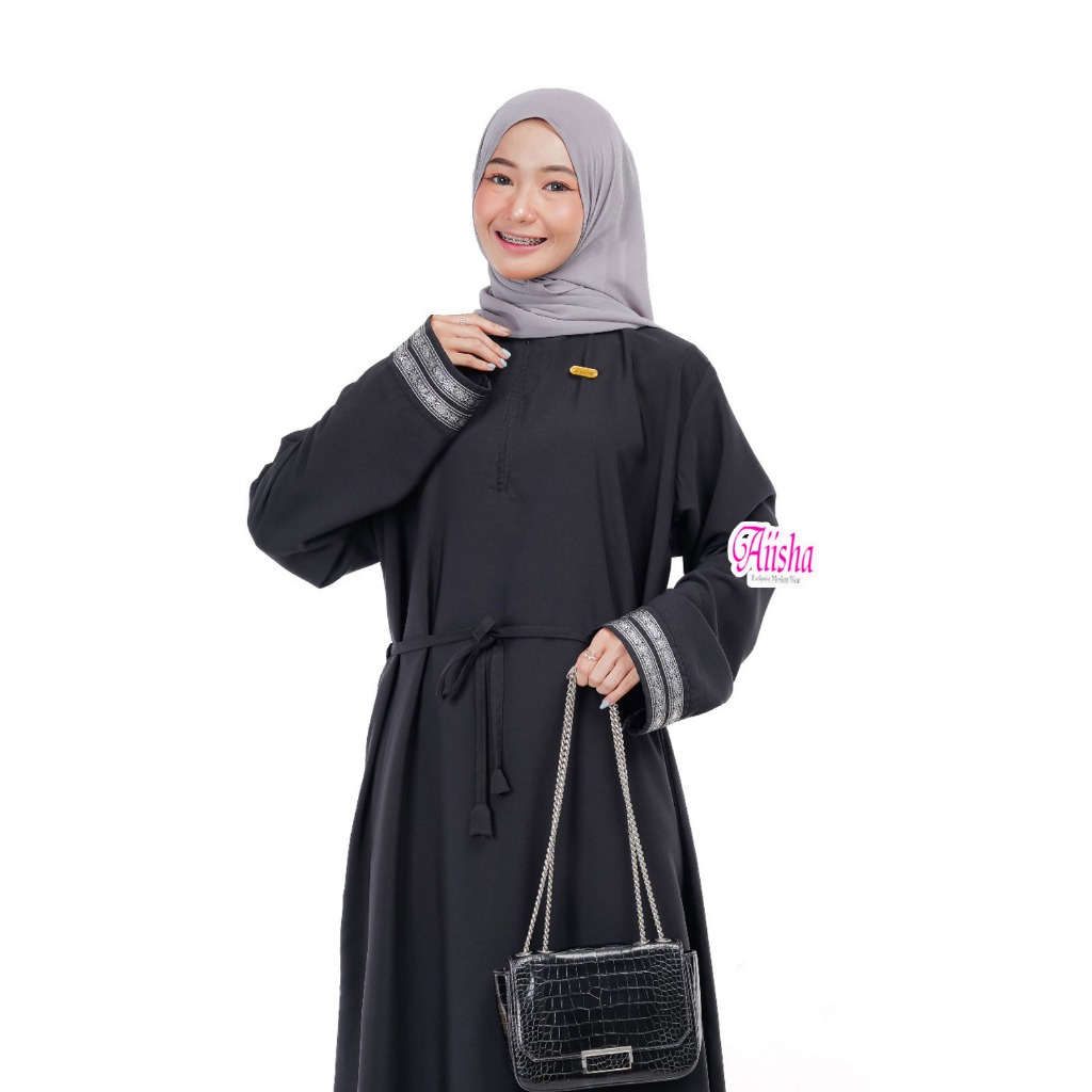 AIISHA | Gamis Abaya Big Size Arabina Premium Woolpeach | Abaya Arab Super Jumbo LD 120 - 140