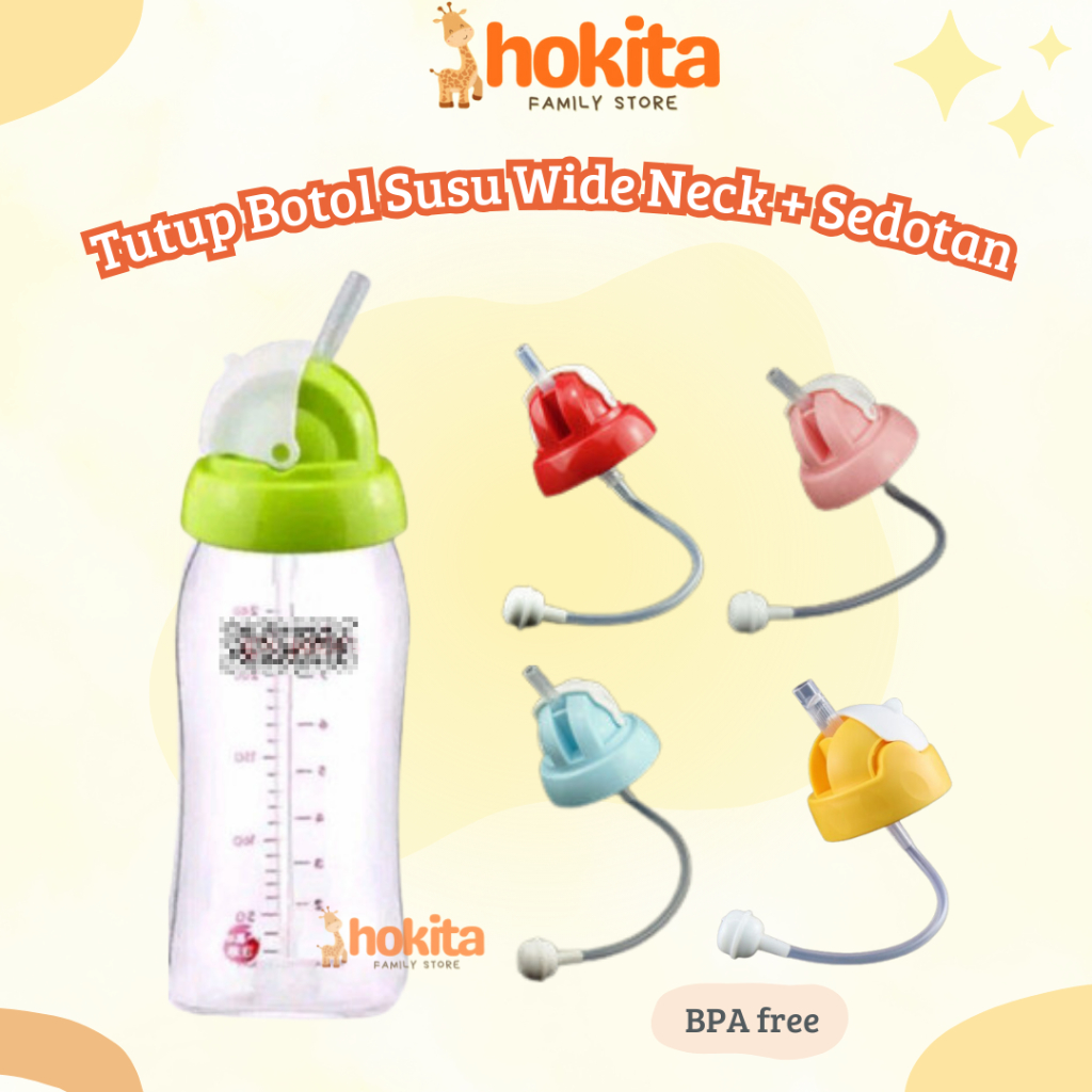 Sedotan Tutup Botol Susu Wide Neck + Sedotan / Sedotan Botol Susu