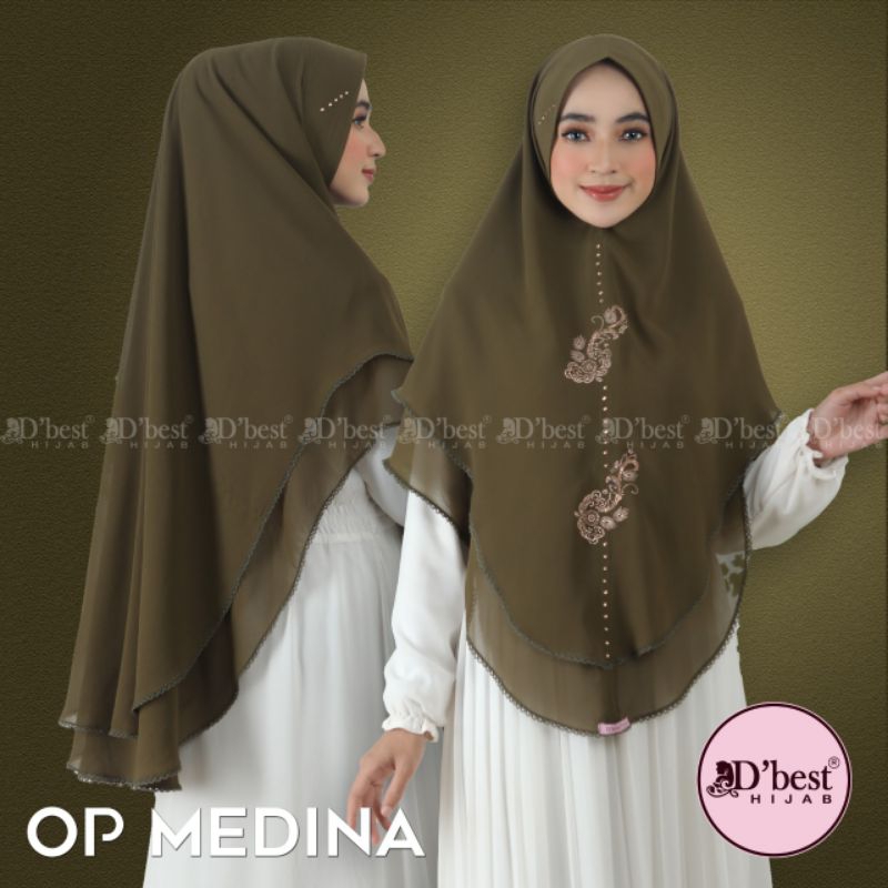 Khimar D'best Original Ceruty Dua Layer Payet Swarovski Medina