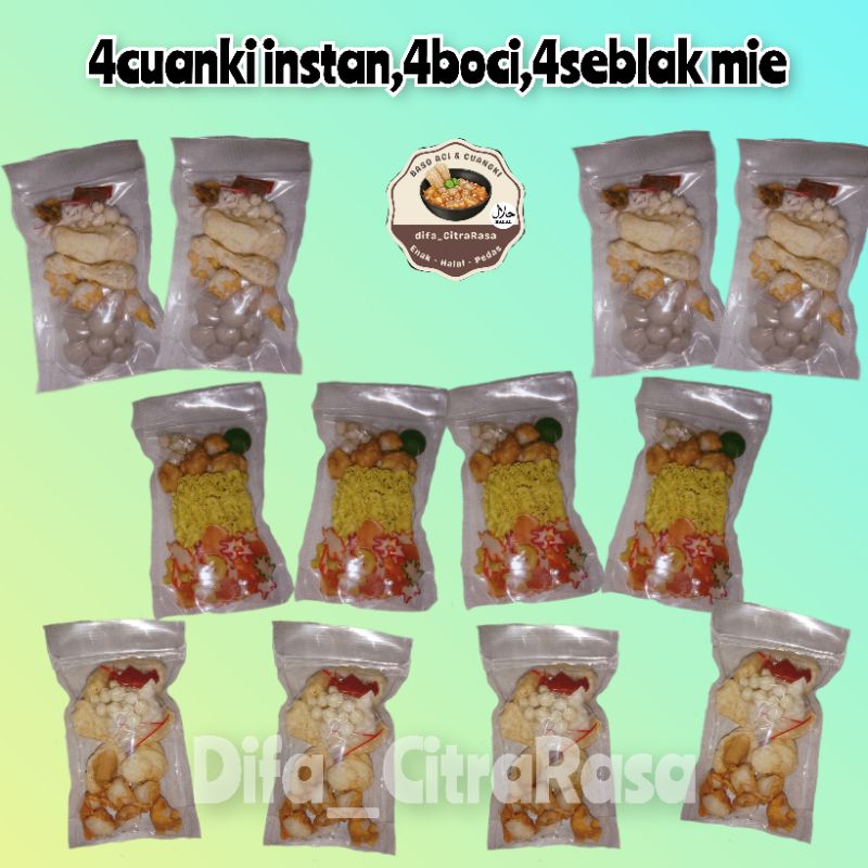 

Paket 12pcs,4boci,4cuanki,4seblak mie
