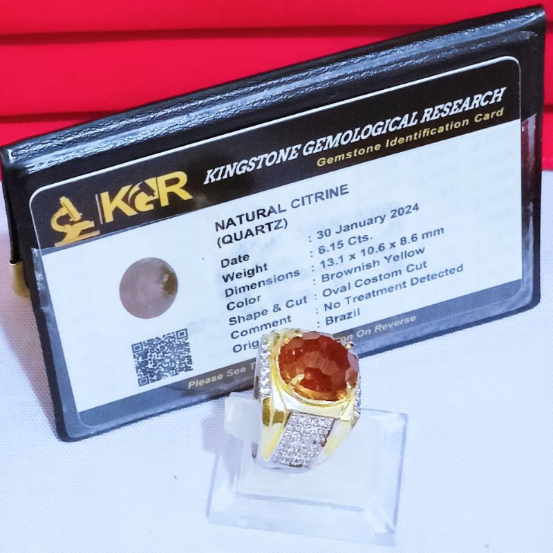 Cincin Batu Natural Citrine (Quartz) + Memo
