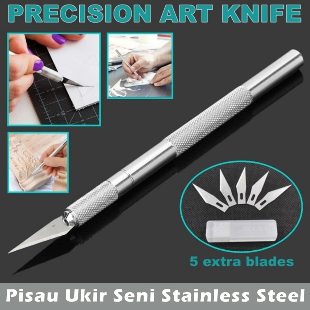 

IDEKU Pisau Ukir Cutter Service Pisau Ukir 5in1 Set - Pisau Ukir Seni Stainless Steel Plus Refill 5 PCS Pisau Ukir Kayu Pisau Super Tajam