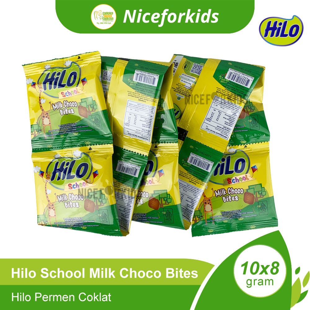 Hilo School Milk Choco Bite Isi 10sachet Permen Sumber Kalsium / Hilo Permen Rasa Coklat / Hilo Chocolate Candy