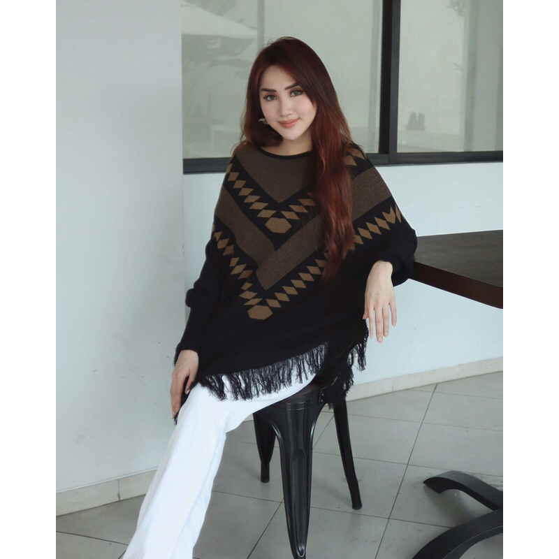ZoeyWears | Jolin Poncho  - Atasan Wanita / Outer Wanita Korea / Blouse Wanita / Rajut  Premium Knit
