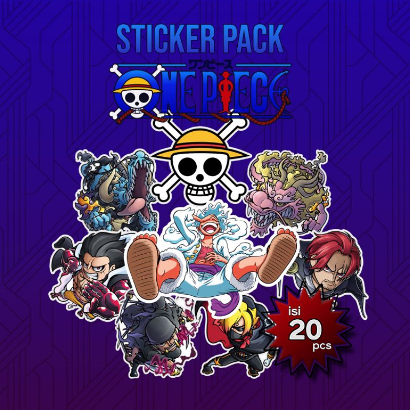

STICKER ANIME ONE PIECE VINYL GLOSSY ISI 20 PCS TAHAN AIR