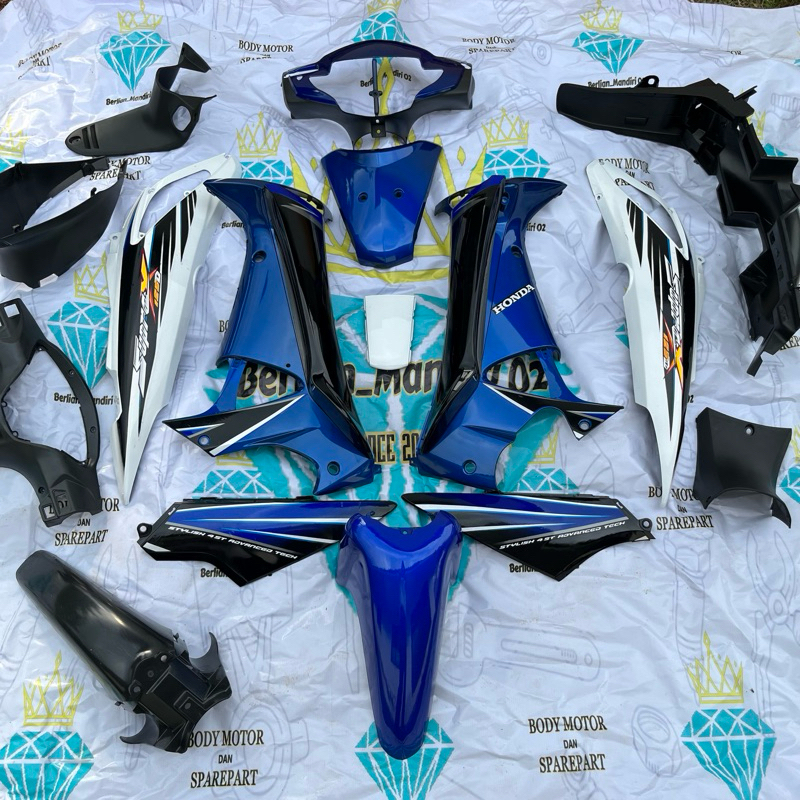 COVER FULL BODY HALUS KASAR SUPRA X 125 LAMA BIRU PUTIH