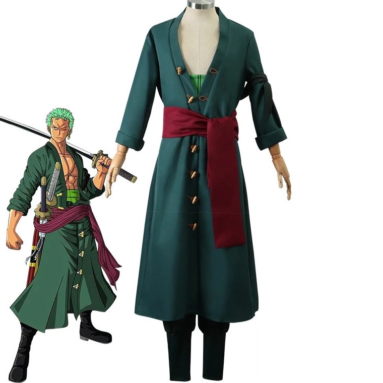 ART U33S Haori Baju Cosplay Kimono Jubah Anime One Piece Luffy Zoro Law Sanji Nami Time skip Hijau