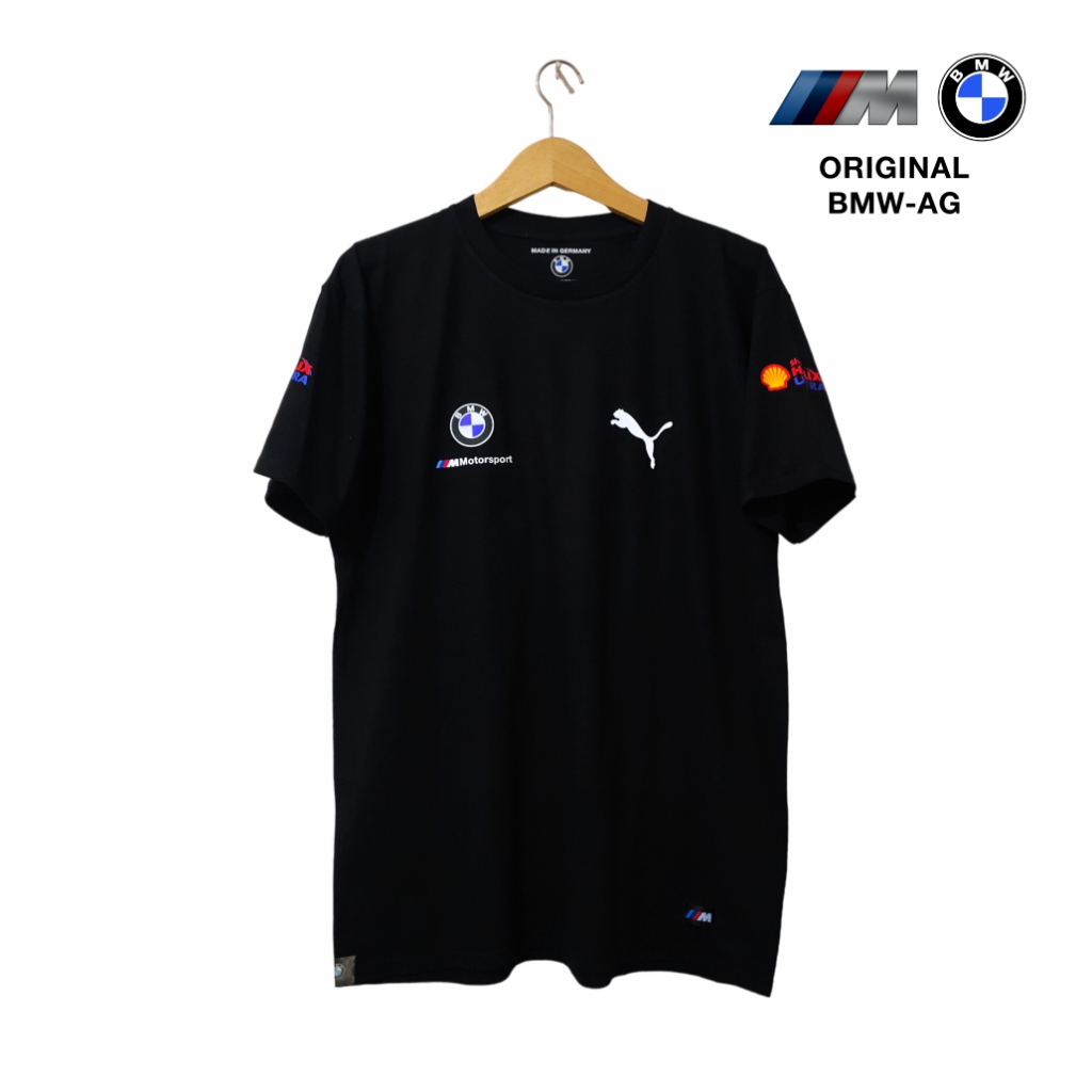 Tshirt Import BMW Puma & Shell Support Kaos Original Pria Wanita BMW M Motorsport Hitam