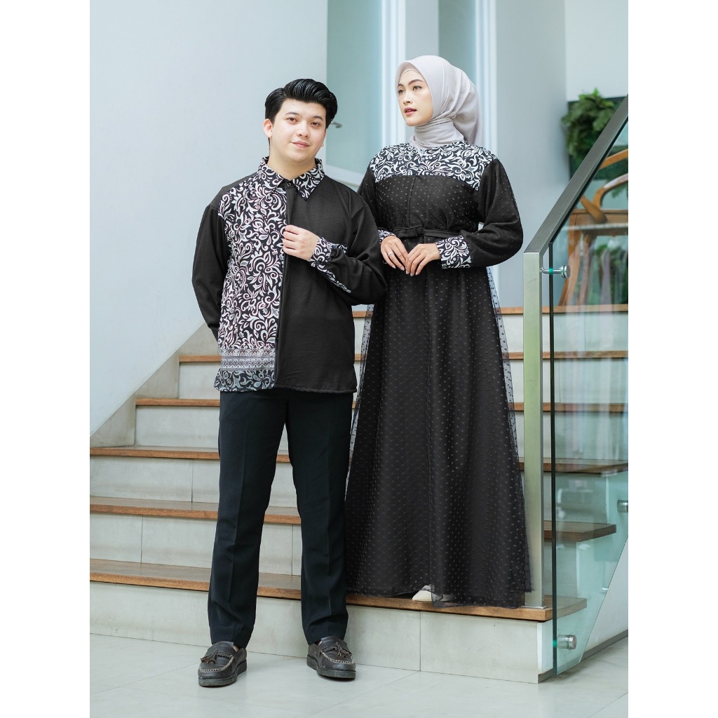 CP Faizal Batik Couple muslim kemeja L/XL Gamis BUSUI M/L baju pasangan muslim bahan shakila kombina