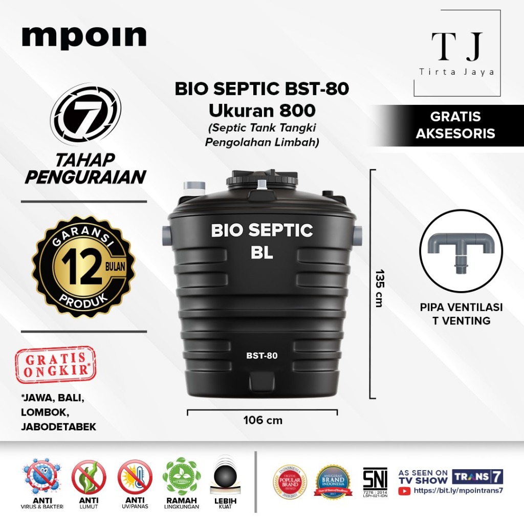 Septic Tank MPOIN BST 800 Liter BIOPLUS Tangki Septic