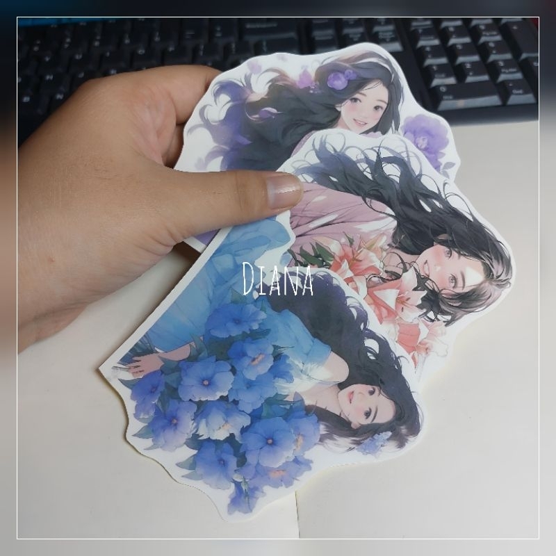 

stiker kertas girl flowers sticker doff murah jurnal diary
