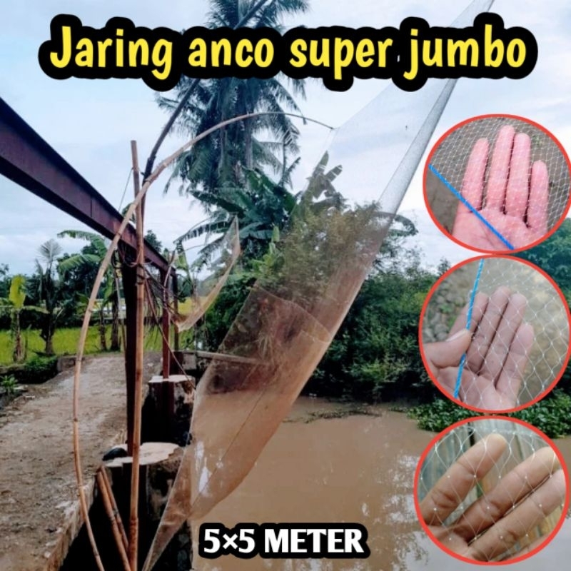 Jaring anco super jumbo ukuran 5×5 meter jaring penangkap ikan tradisional