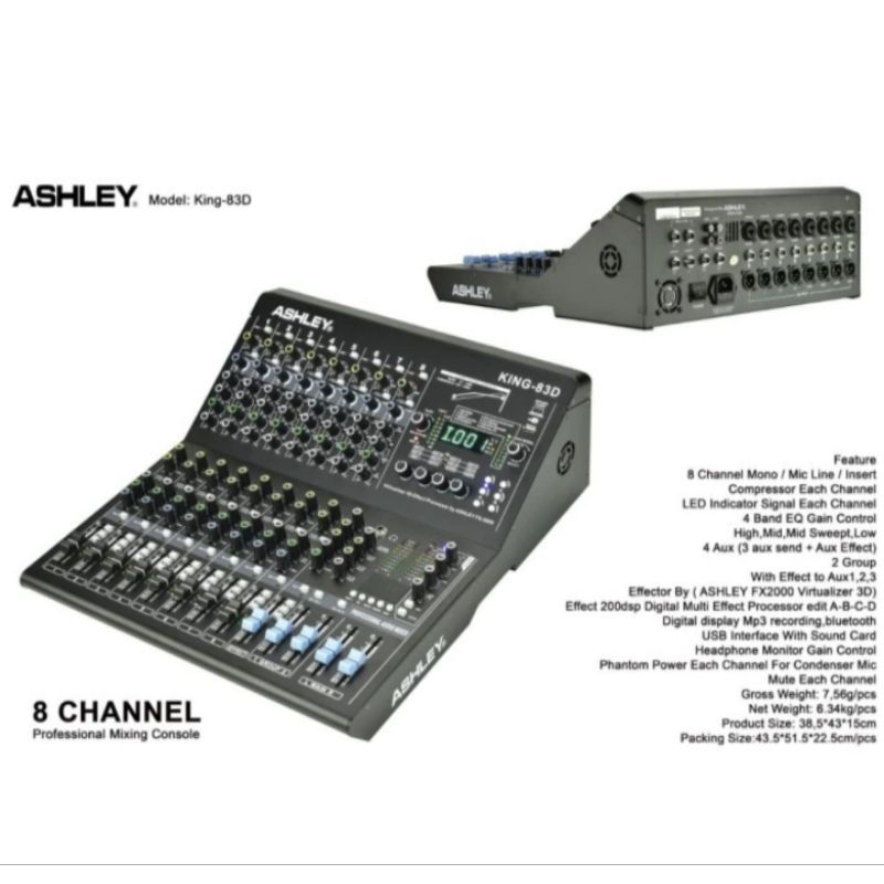 Mixer Ashley King 83 D Original 8 Channel ASHLEY King 83D