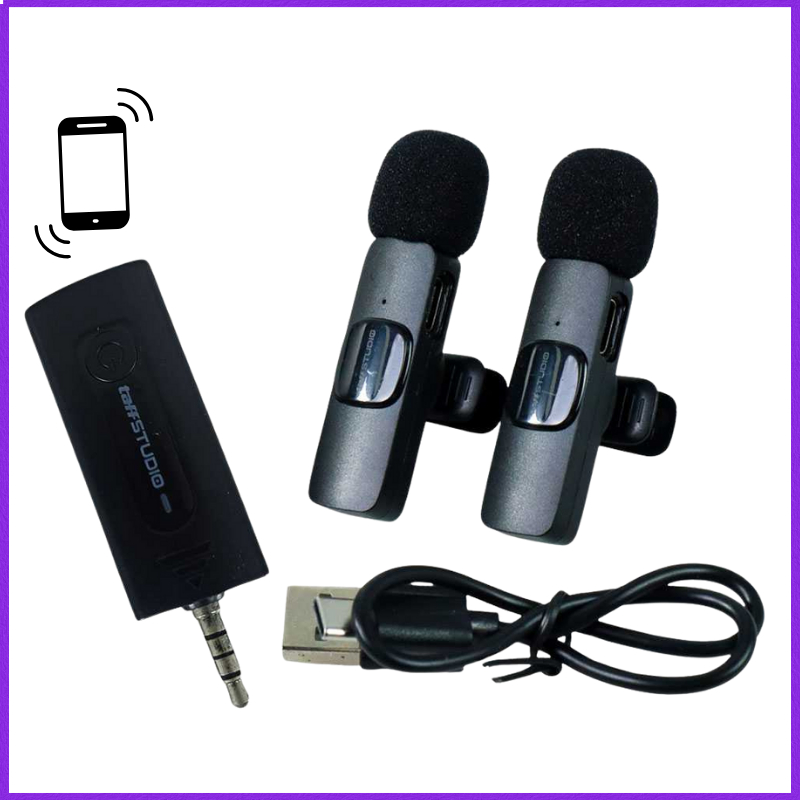 COD TaffSTUDIO Clip On Mic Wireless Noice Reduction Vlogging Singing 3.5mm / mik mic mikrofon microf