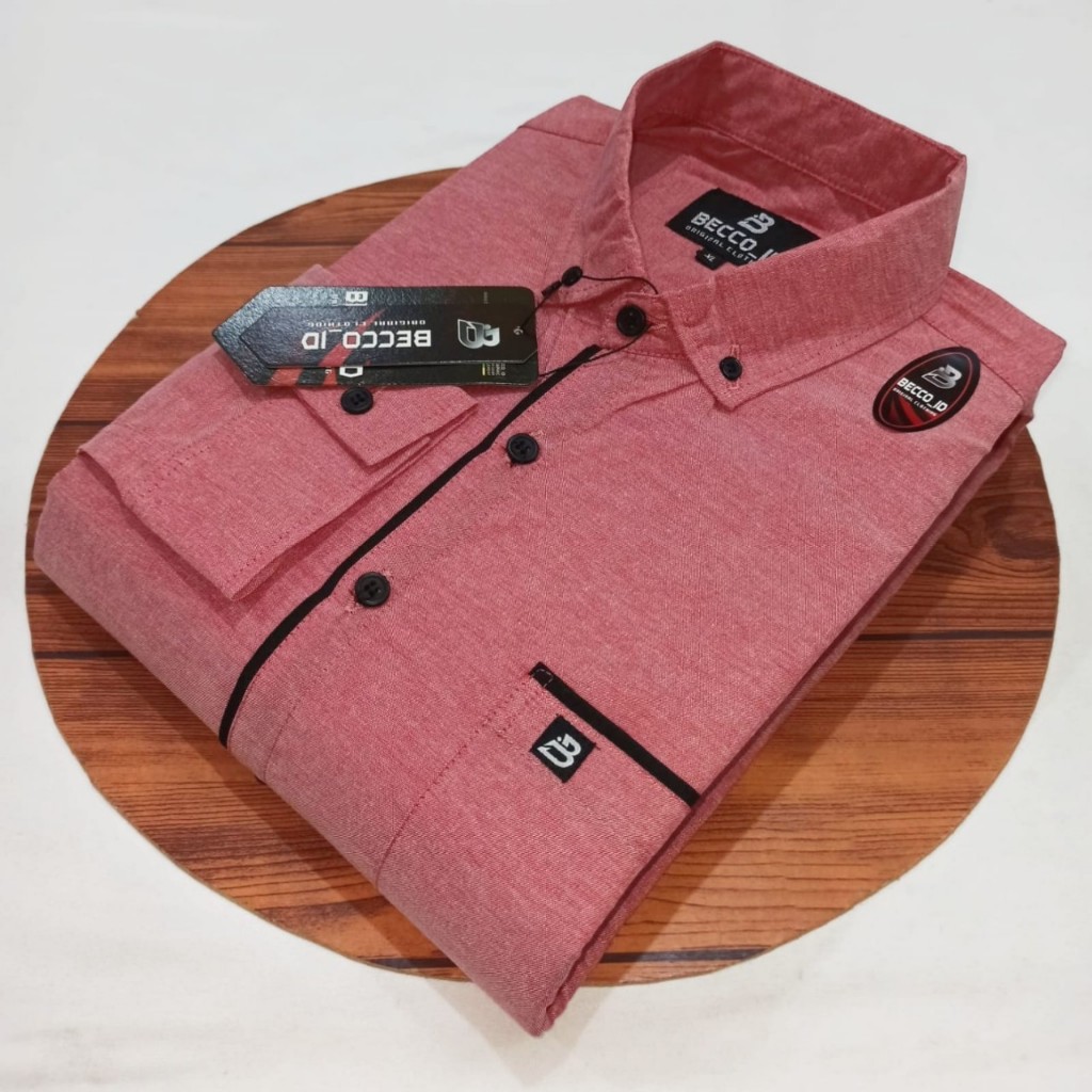 Kemeja List Lengan Panjang Pria Polos Premium Distro Baju Hem Pria Lengan Panjang Kemeja Pria Lengan