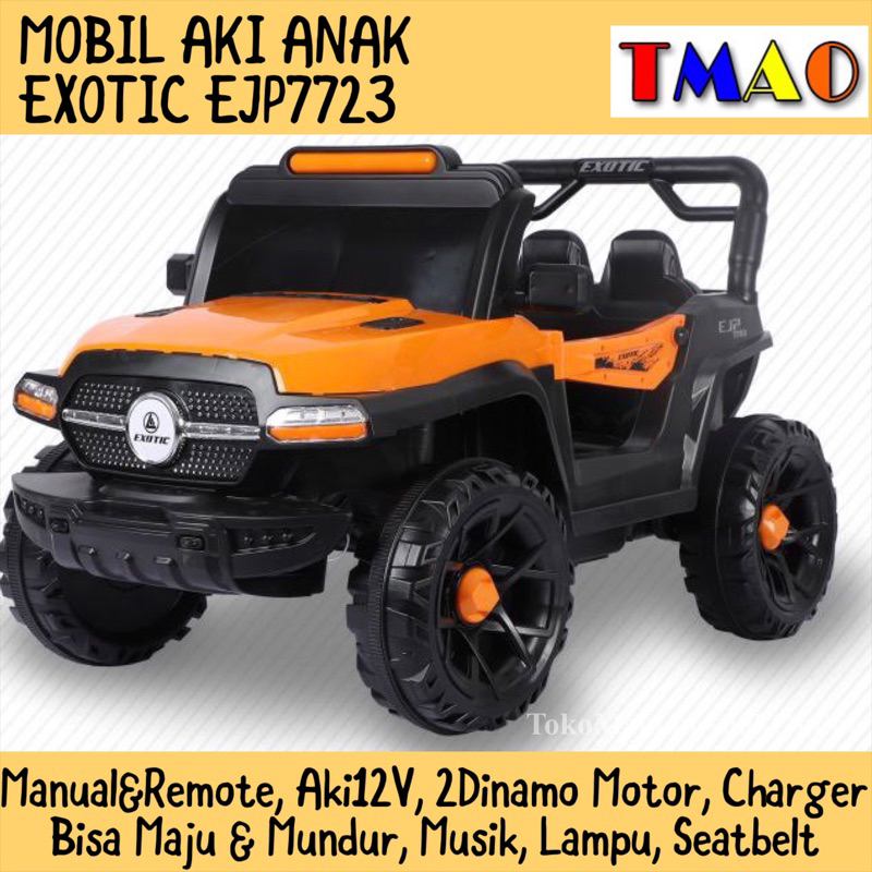 Mobil Aki Jeep Anak EXOTIC EJP7723 EJP-7723 Kendaraan Mainan Anak Mobilan Remote Kontrol Manual Gas