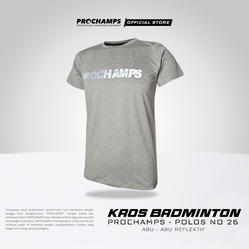 Kaos Jersey Badminton Prochamps Polos Grey 026 (Reflectif)