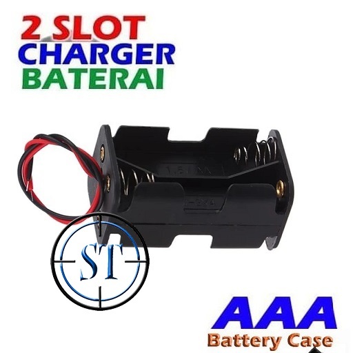 Battery Holder Case AAA 2-slot Kotak Baterai Cas Box double 4 X AAA