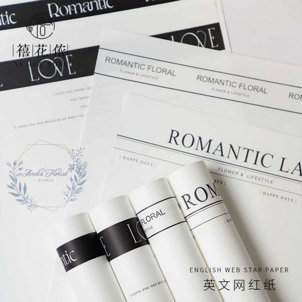 

ANEKAFLORIST - KERTS ROMANTIC LOVE ENGLISH LETTER - 5LEMBAR - WORDS WRAPPING PAPER - KERTAS WRAPPING BUNGA - AF110