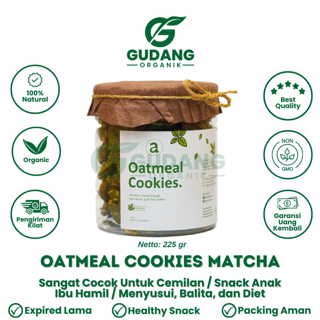 

OATMEAL DIET COOKIES MATCHA OAT PELANCAR ASI BOOSTER SNACK SEHAT MAKANAN ANAK BAYI BALITA MPASI