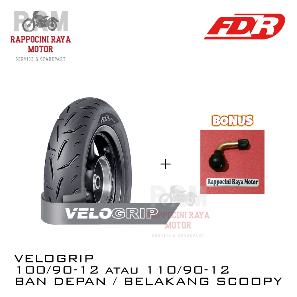 Ban FDR Velogrip 100/90 12 110/90 12 Ring 12 Tubeless Ban Motor Matic Scoopy ESP / Freego Free Penti