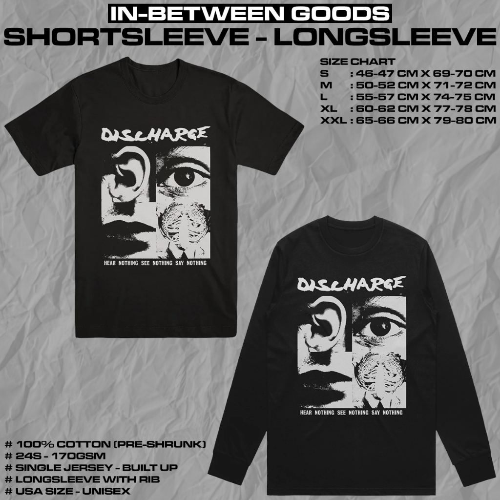 DISCHARGE -  HEAR NOTHING | T-SHIRT | LONGSLEEVE | BAND MERCH