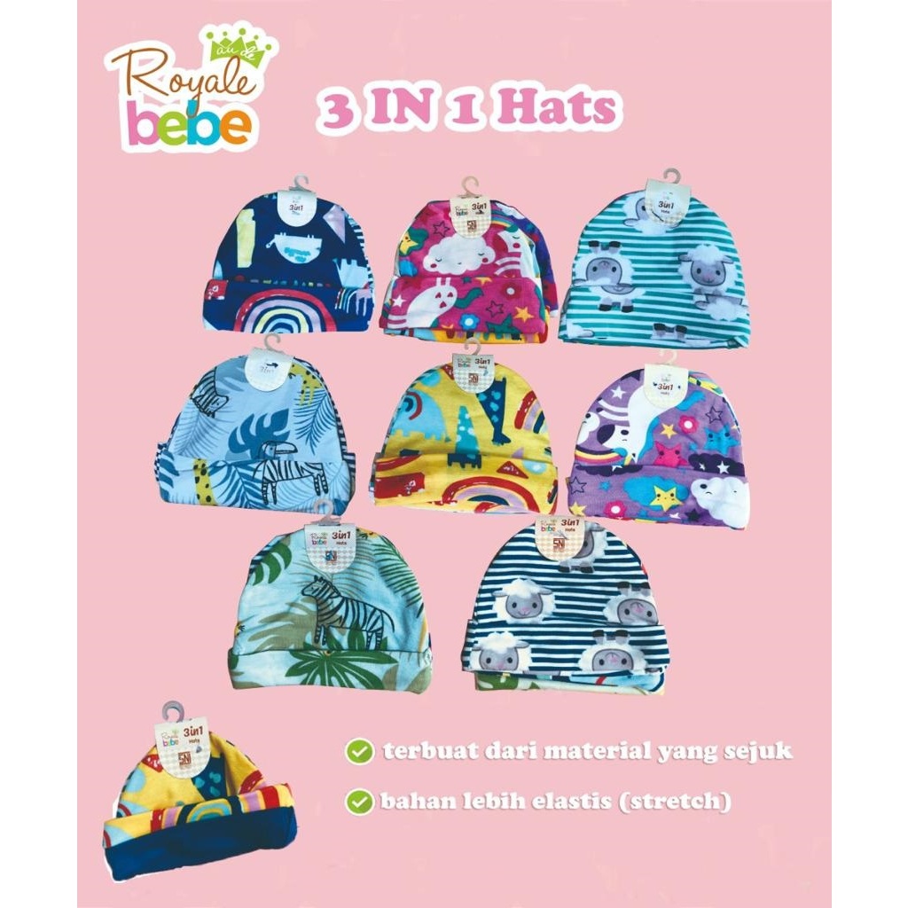 Topi Bayi 3in1 / Topi Bayi isi 3
