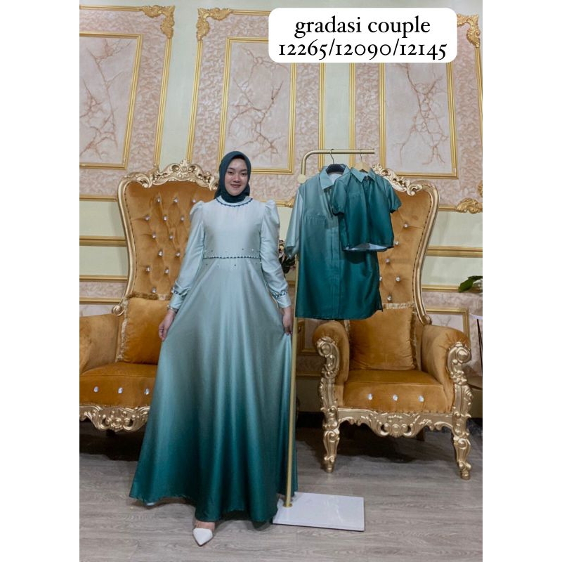 Gradasi Couple - Gradasi Family Couple Dress Silk Gradasi Set Coople kemeja pria dan anak
