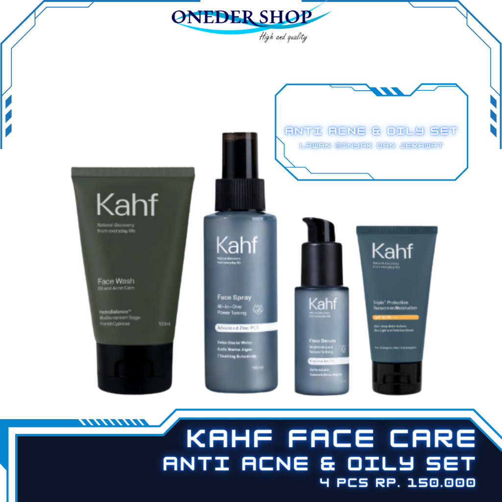Kahf Face Care Anti Acne & Oily Set - Face Wash Oil & Acne Care, Toner, Serum, Sunscreen