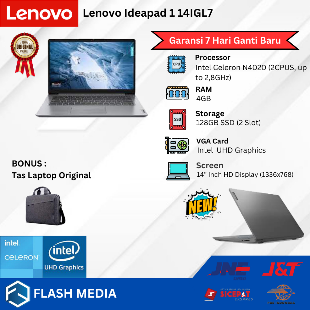 Laptop Baru Lenovo Ideapad Slim 1 14IGL7 N4020 SSD