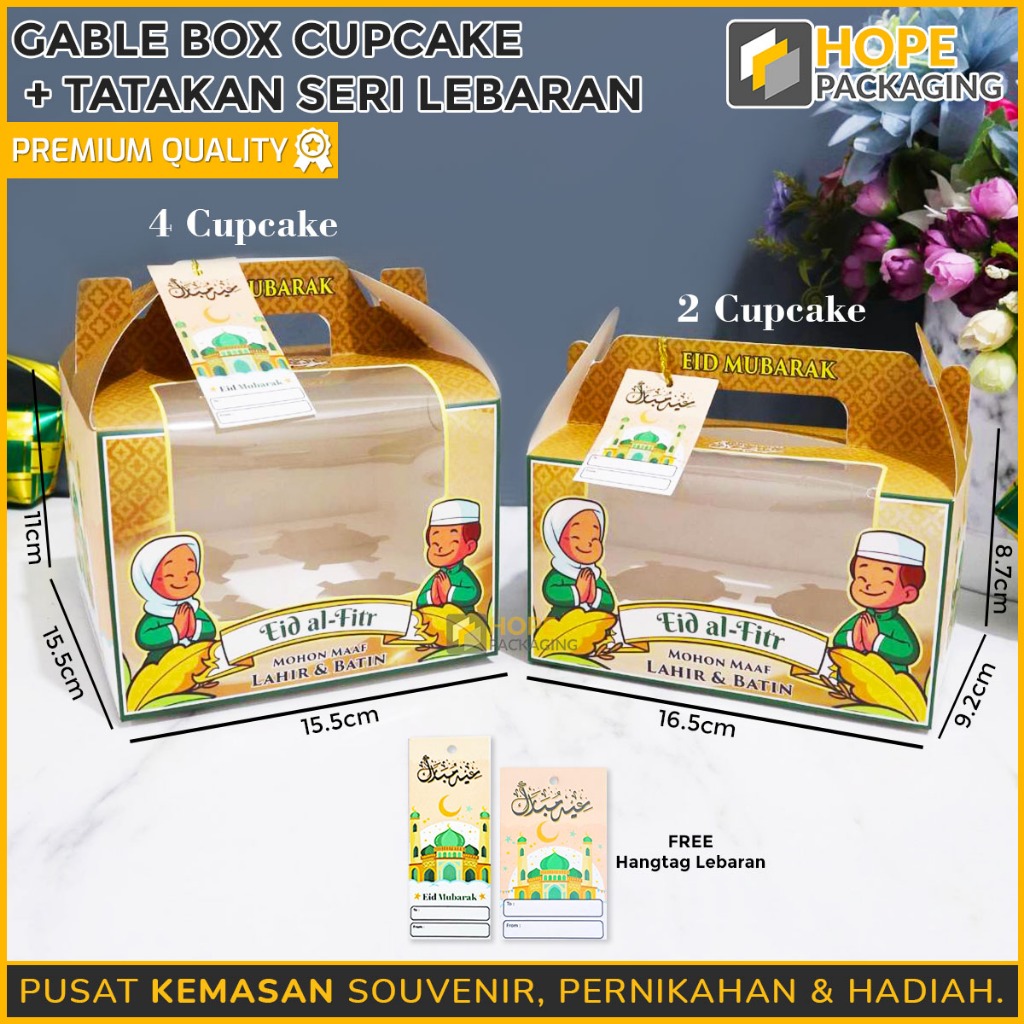 

Box Cupcake + Tatakan Seri Idul Fitri / Box Kue Lebaran / Kotak 4 Cupcake / Box Kue Toples / Dus Kue Kering / Kotak Lebaran / Souvenir Hampers / Kotak Kue