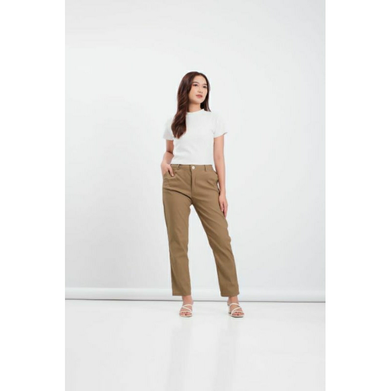 Celana Chinos Wanita Dengan Karet Belakang Bahan Katun