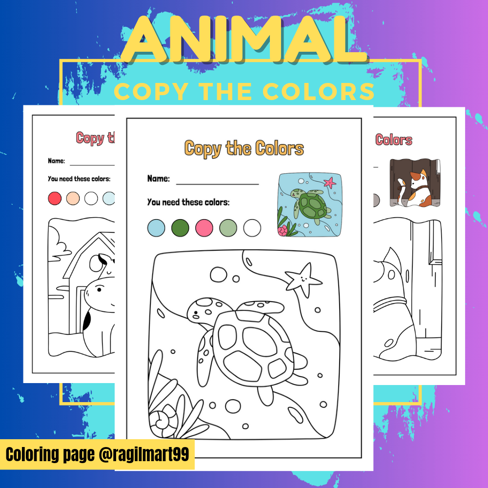 

DIY Coloring Page / Lembar Mewarnai Sketsa TEMA HEWAN ADA PENERAPAN WARNA A4 80 Gsm