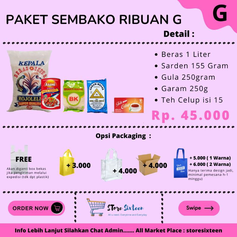 

Paket Sembako Murah 40 Ribuan G / Paket Sembako Murah