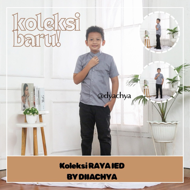 BAJU KOKO ANAK LENGAN PENDEK ABU-ABU