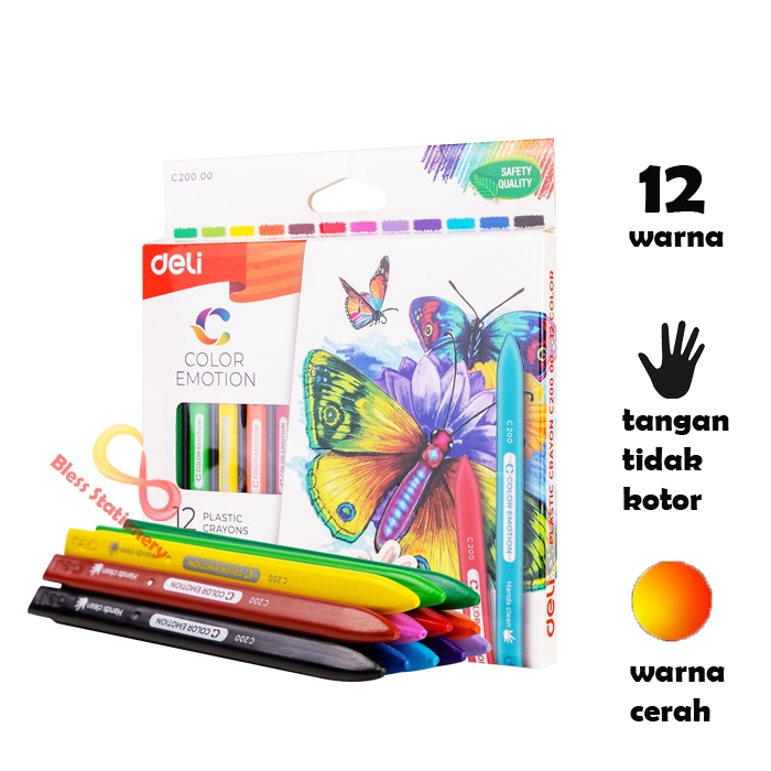 

Deli krayon plastik 12 warna anak sekolah plastic crayon