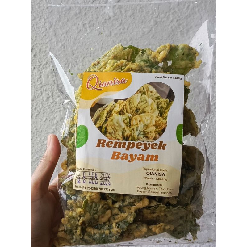 Qianisa Rempeyek Bayam Peyek Bayem Keripik Kripik Spinach Chips Camilan Snack Sayur Lauk Oleh-Oleh M