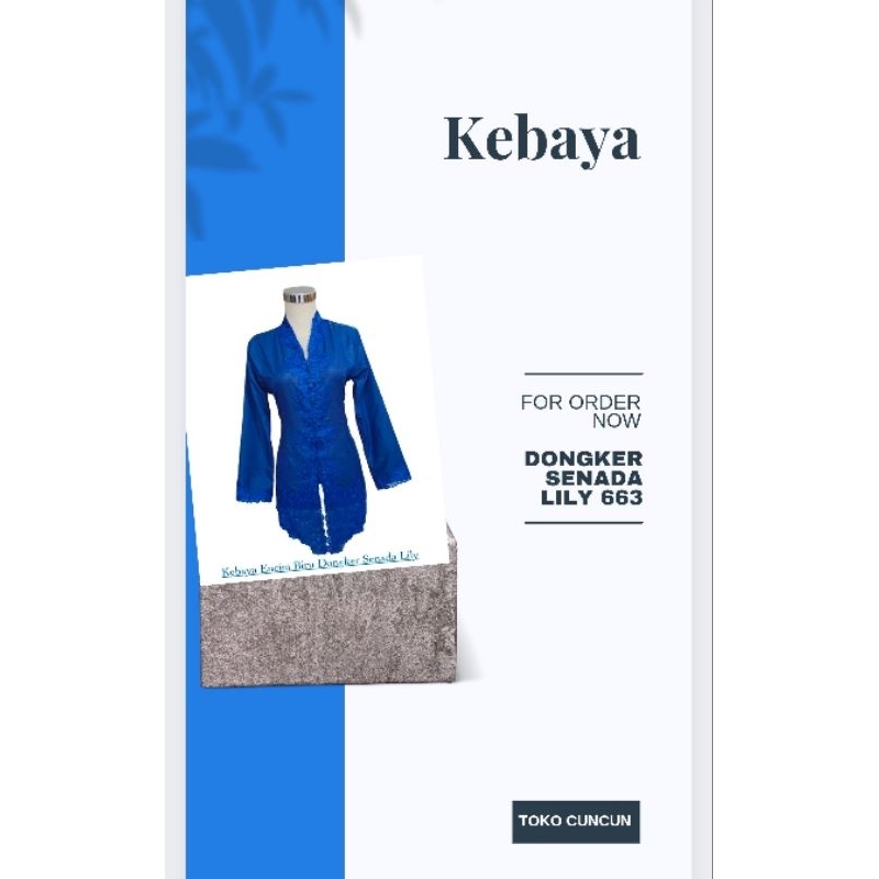 KEBAYA ENCIM BORDIR BIRU DONGKER LILY 663 Kebaya modern Atasan kebaya