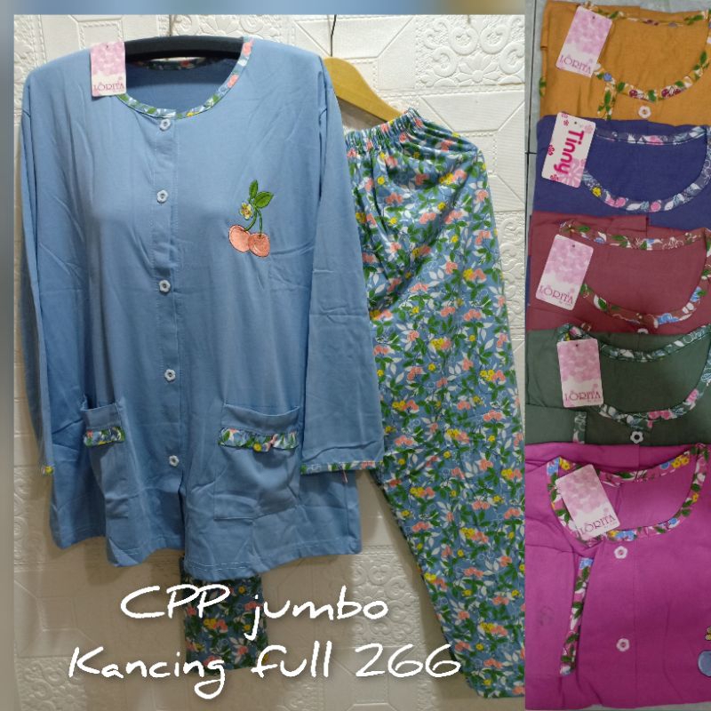 piyama pp jumbo celana panjang lorita by Sofie kancing 5/kancing full
